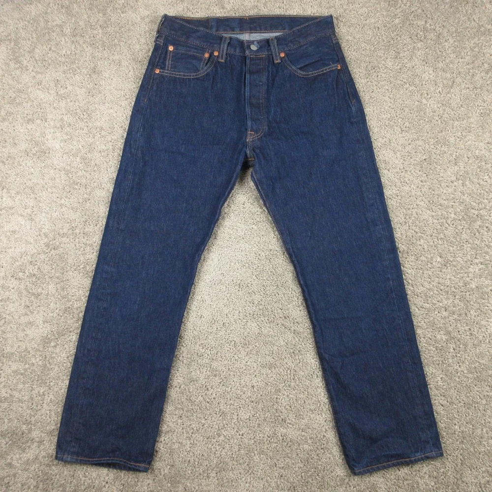 Levis Jeans Mens 32x30 Blue 501 Button Fly Original Straight Dark Denim Pants
